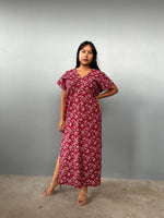 Mala Handworks Callie Petite Cotton Kaftan in Merlot Paisley