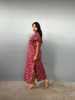 Mala Handworks Callie Petite Cotton Kaftan in Merlot Paisley
