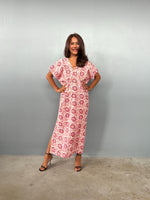 Mala Handworks Callie Petite Cotton Kaftan in Rose Paisley