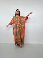 Olivia Olive and Bronze Tie Dye Kaftan front view