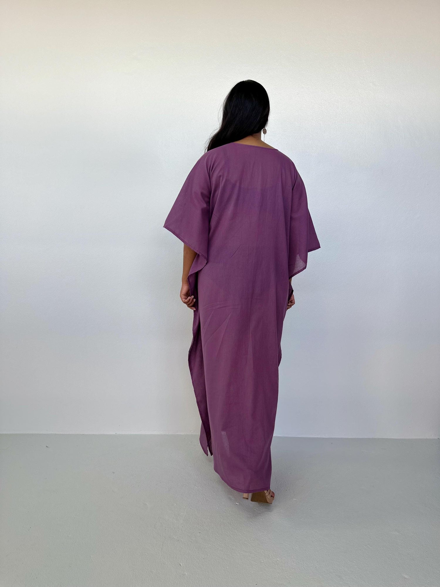 Lyla Cotton Gauze Kaftan in Plum