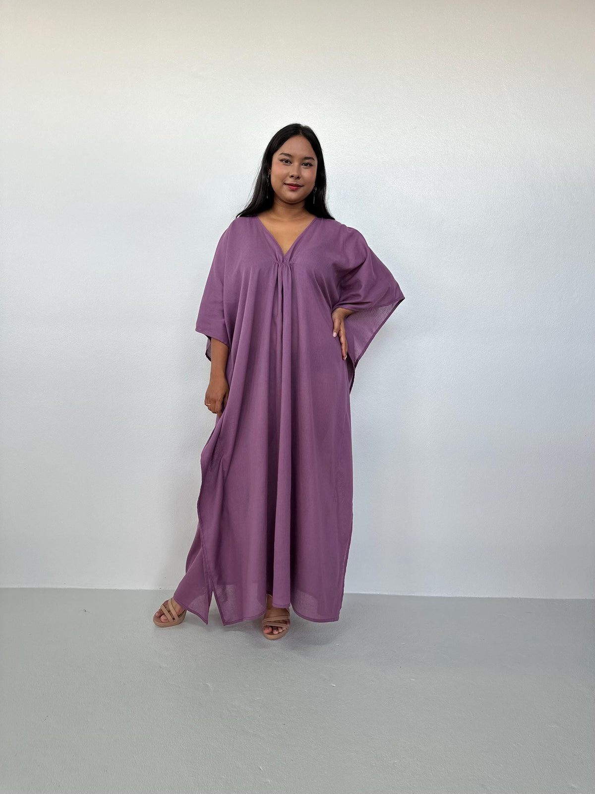 Mala Handworks Lyla Cotton Gauze Kaftan in Plum