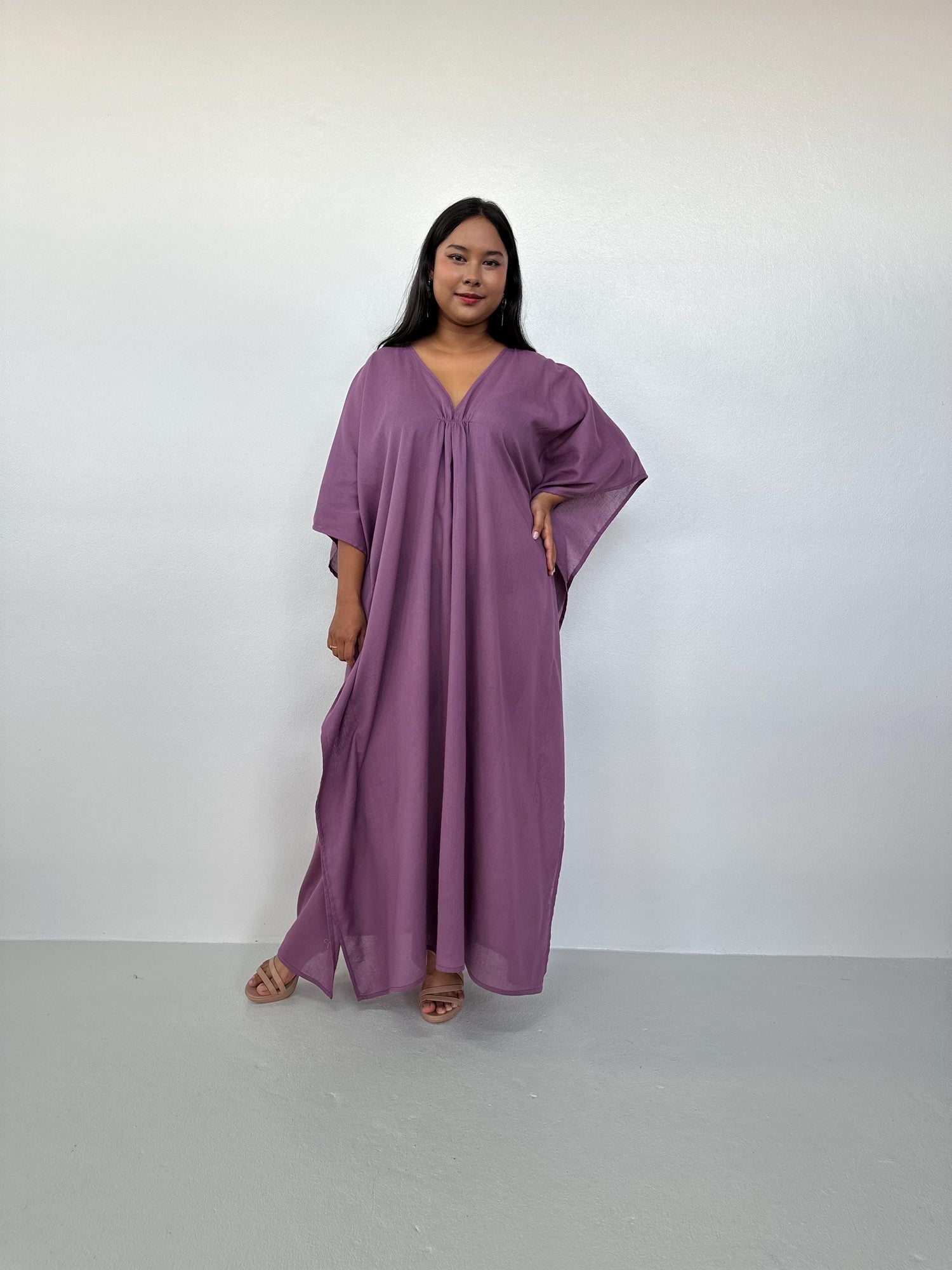 Mala Handworks Lyla Cotton Gauze Kaftan in Plum