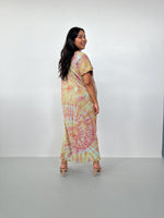 Mala Handworks Alisa Petite Cotton Kaftan in Lilac, Mango & Orange Tie Dye