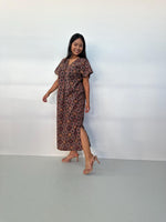 Mala Handworks Callie Petite Cotton Kaftan in Eggplant Paisley
