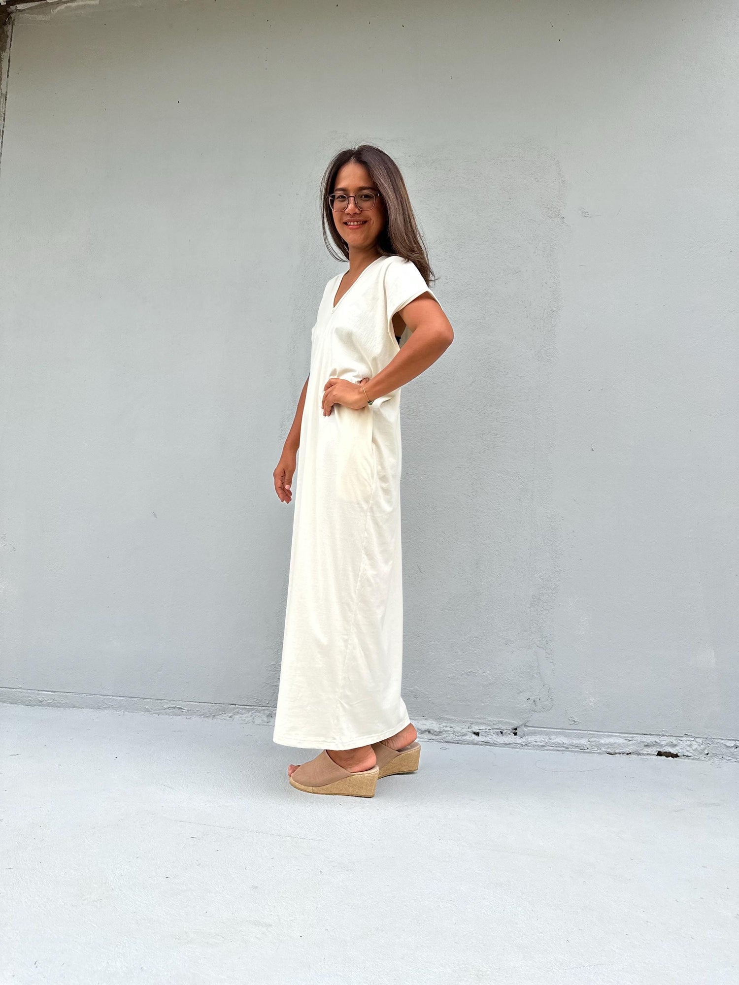 Alisa Petite Cotton Kaftan in Cream
