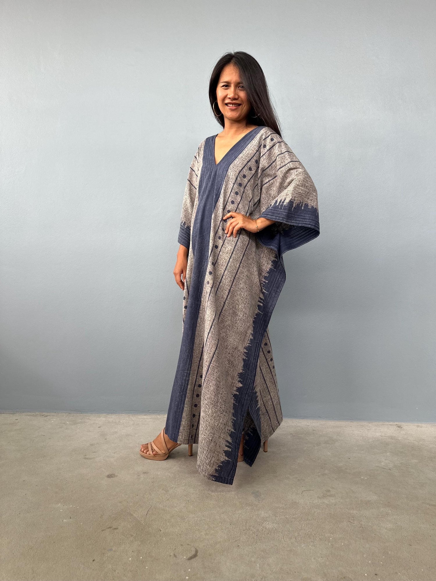 Evelyn Cotton Kaftan in Ecru Glyph