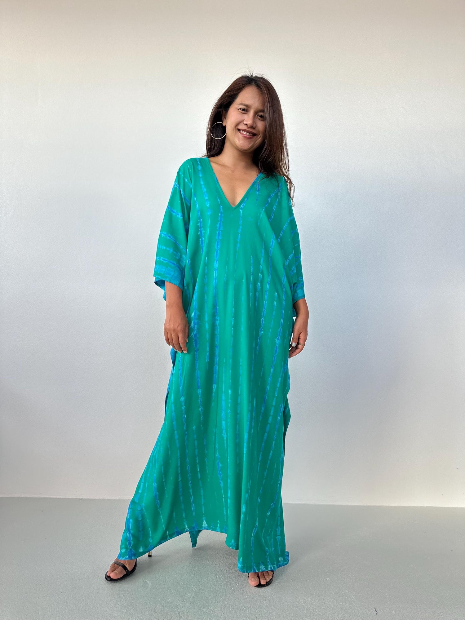 Mala Kaftan in Emerald & Teal Tie Dye