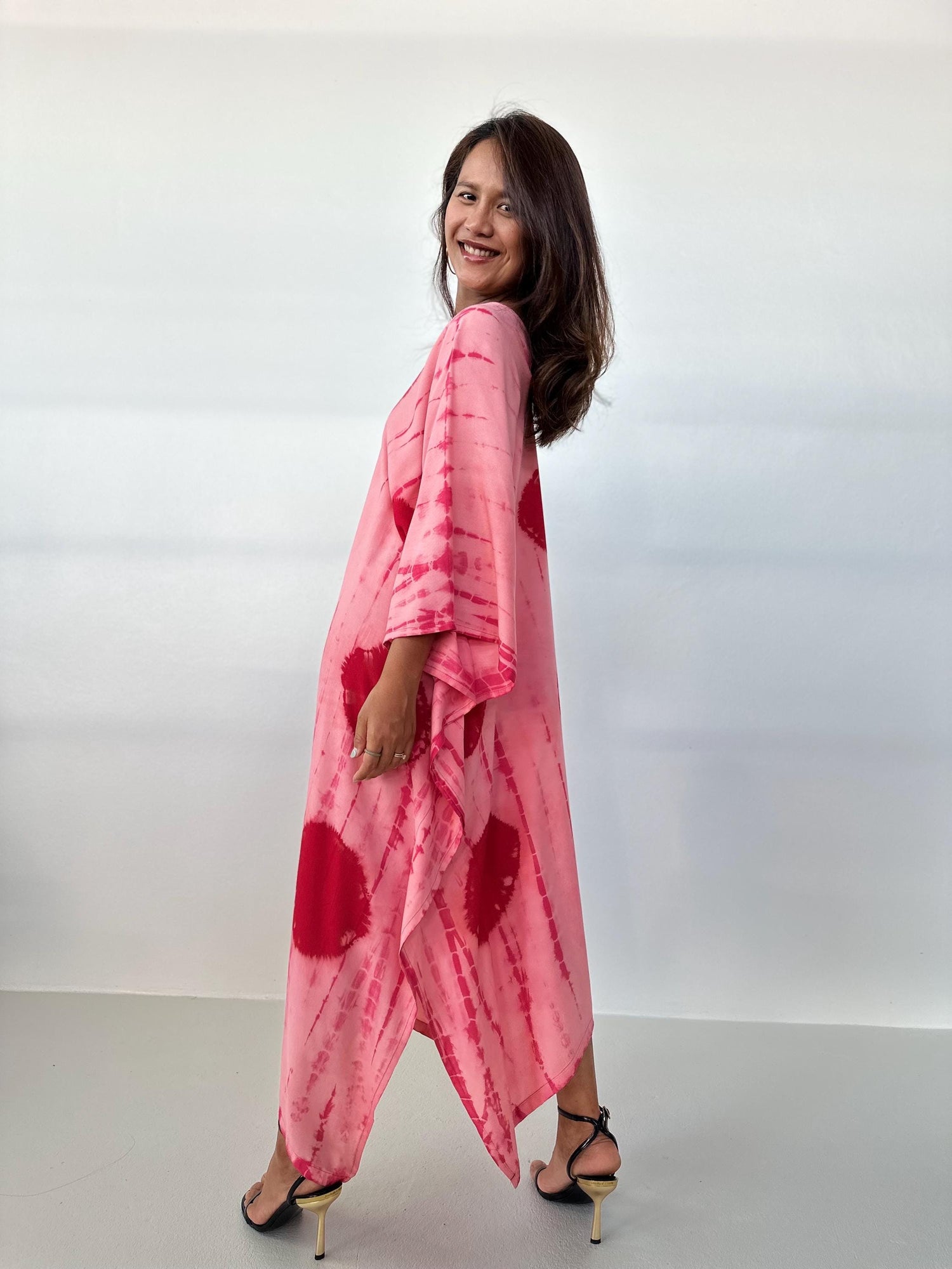 Mala Kaftan in Rose & Ruby Tie Dye