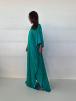 Mala Handworks Mala Kaftan in Teal & Aqua Tie Dye