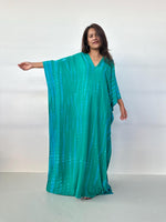 Mala Handworks Mala Kaftan in Teal & Aqua Tie Dye