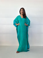 Mala Handworks Mala Kaftan in Teal & Aqua Tie Dye