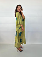 Mala Handworks Mala Kaftan in Lime & Jade Polka Dot Tie Dye