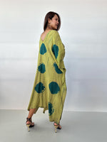 Mala Handworks Mala Kaftan in Lime & Jade Polka Dot Tie Dye