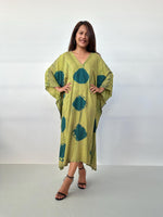 Mala Handworks Mala Kaftan in Lime & Jade Polka Dot Tie Dye