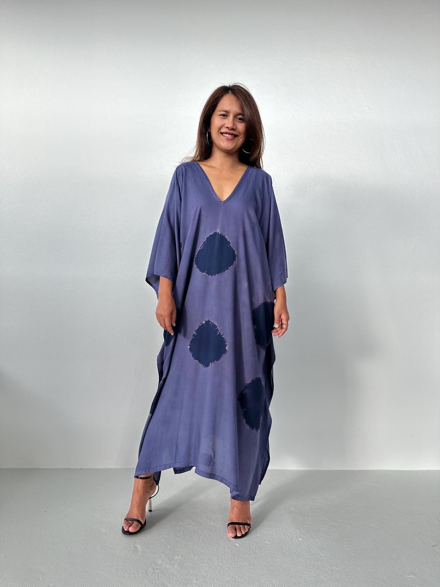 Mala Kaftan in Purple Polka Dot