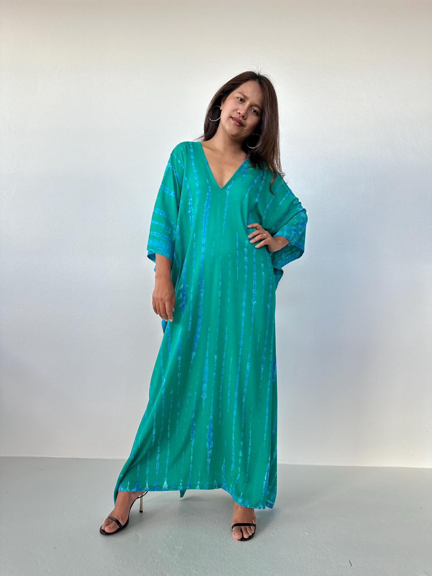 Mala Kaftan in Emerald & Teal Tie Dye