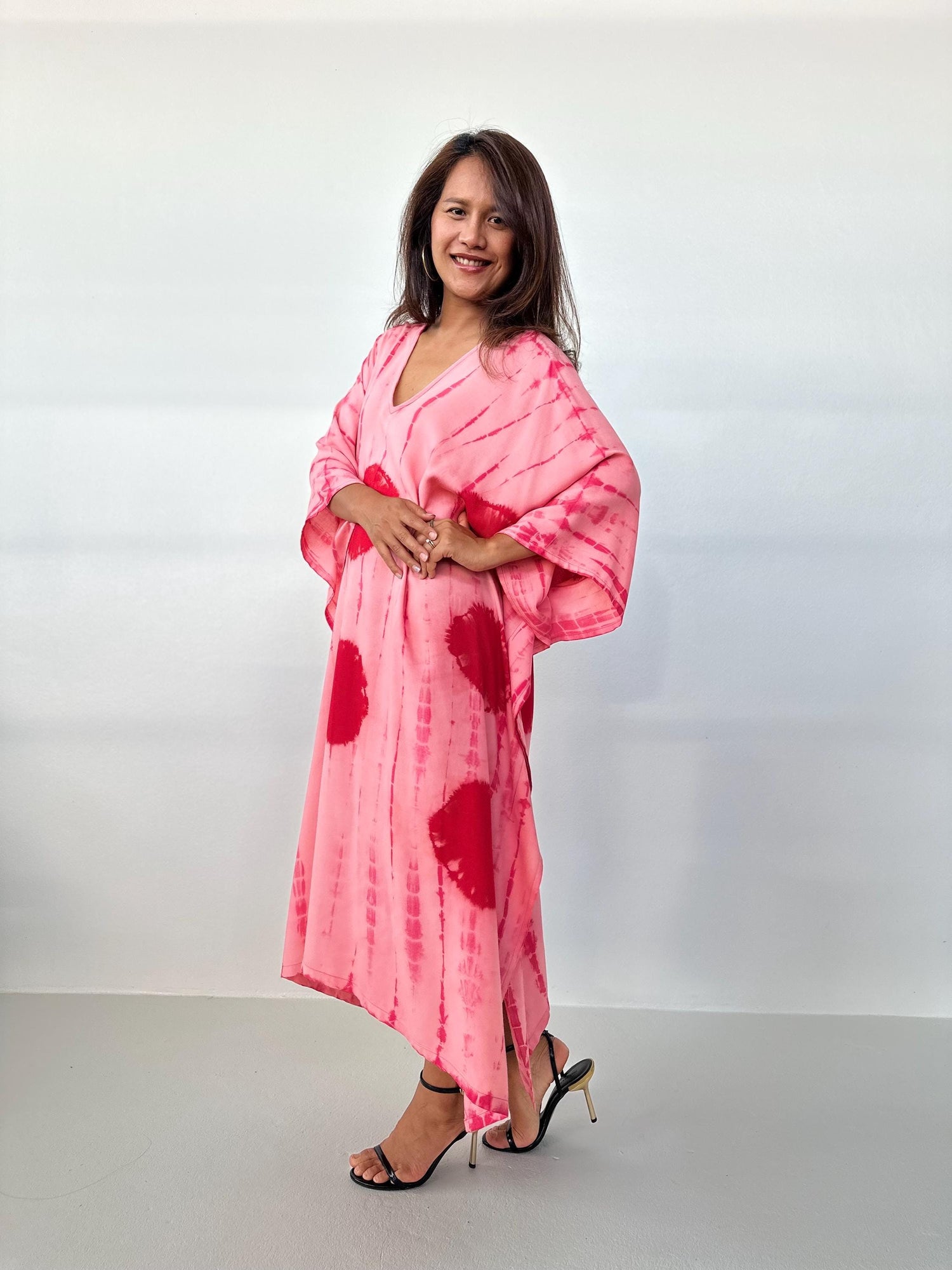 Mala Kaftan in Rose & Ruby Tie Dye