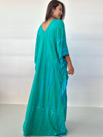 Mala Handworks Mala Kaftan in Teal & Aqua Tie Dye