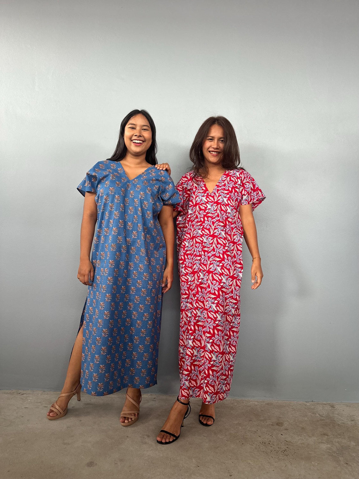 Mala Handworks Callie Petite Cotton Kaftan in Cherry Floral