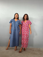 Mala Handworks Callie Petite Cotton Kaftan in Cherry Floral