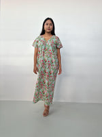Mala Handworks Callie Petite Cotton Kaftan in Mint & Rose Floral