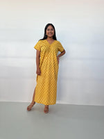 Mala Handworks Callie Petite Cotton Kaftan in Yellow Paisley