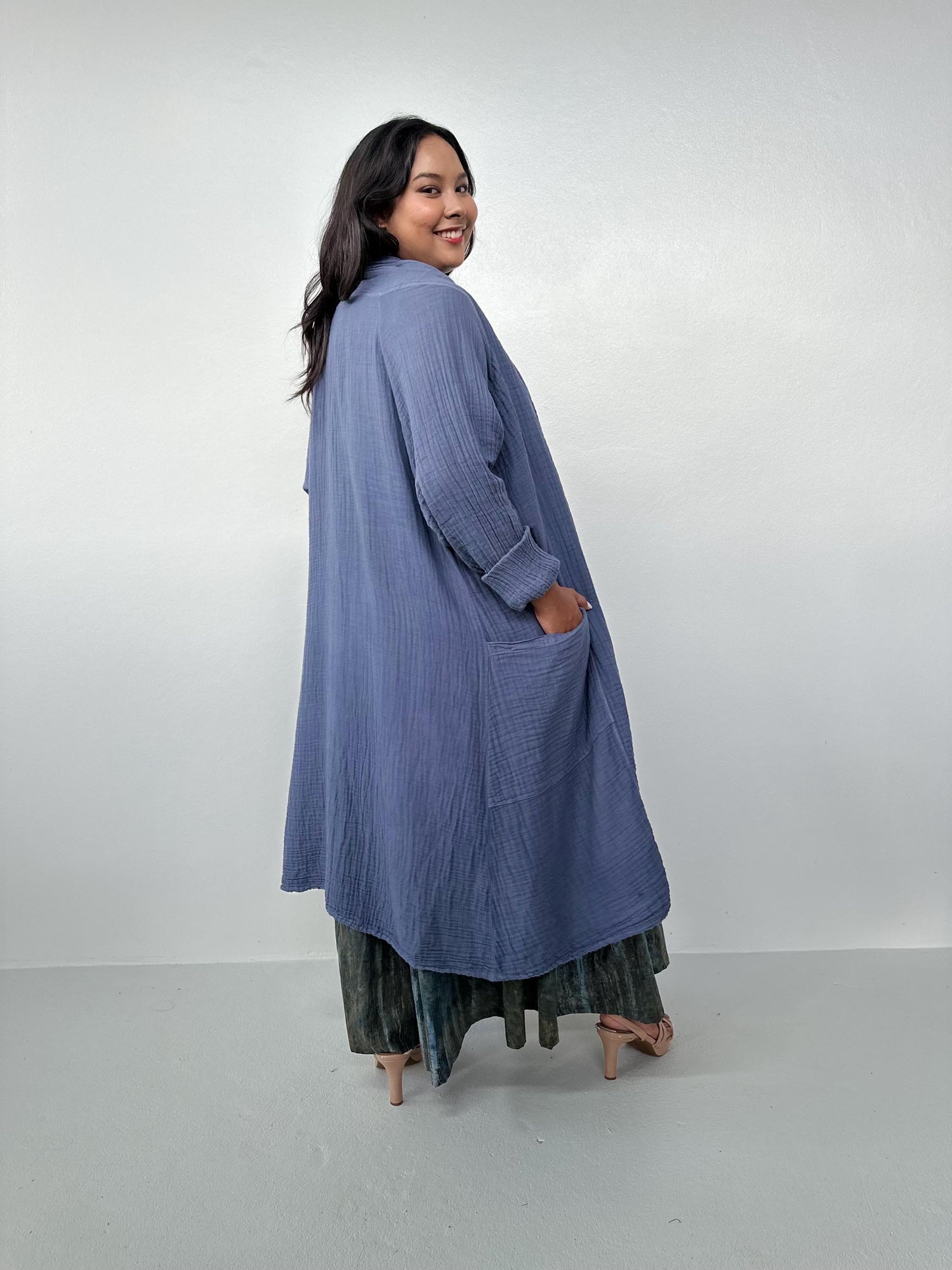 Yara Open Cardigan in Blueberry
