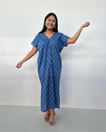 Mala Handworks Callie Petite Cotton Kaftan in Cornflower Paisley