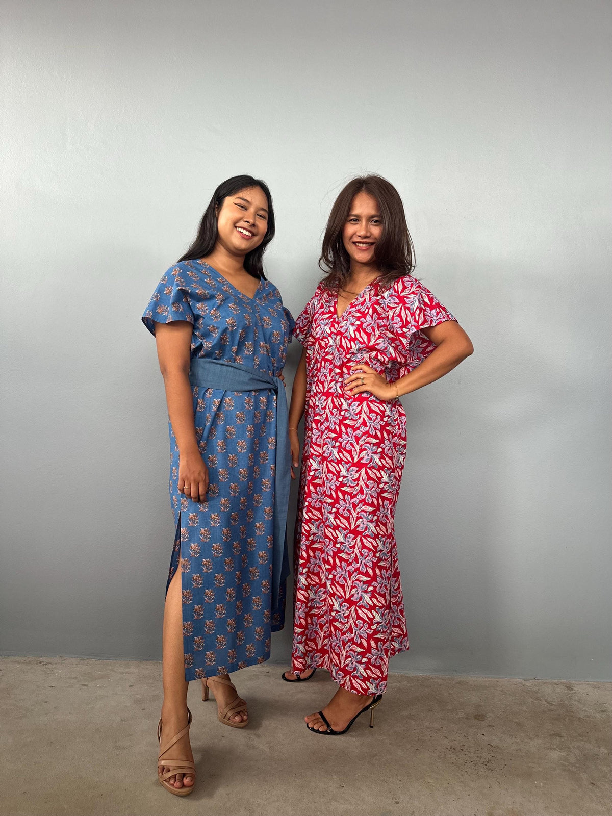 Mala Handworks Callie Petite Cotton Kaftan in Cherry Floral