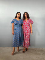 Mala Handworks Callie Petite Cotton Kaftan in Cherry Floral