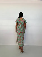 Mala Handworks Callie Petite Cotton Kaftan in Mint & Rose Floral