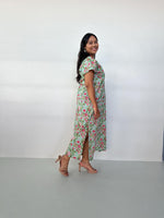Mala Handworks Callie Petite Cotton Kaftan in Mint & Rose Floral