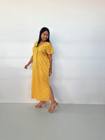 Mala Handworks Callie Petite Cotton Kaftan in Yellow Paisley
