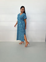 Mala Handworks Callie Petite Cotton Kaftan in Azure Paisley
