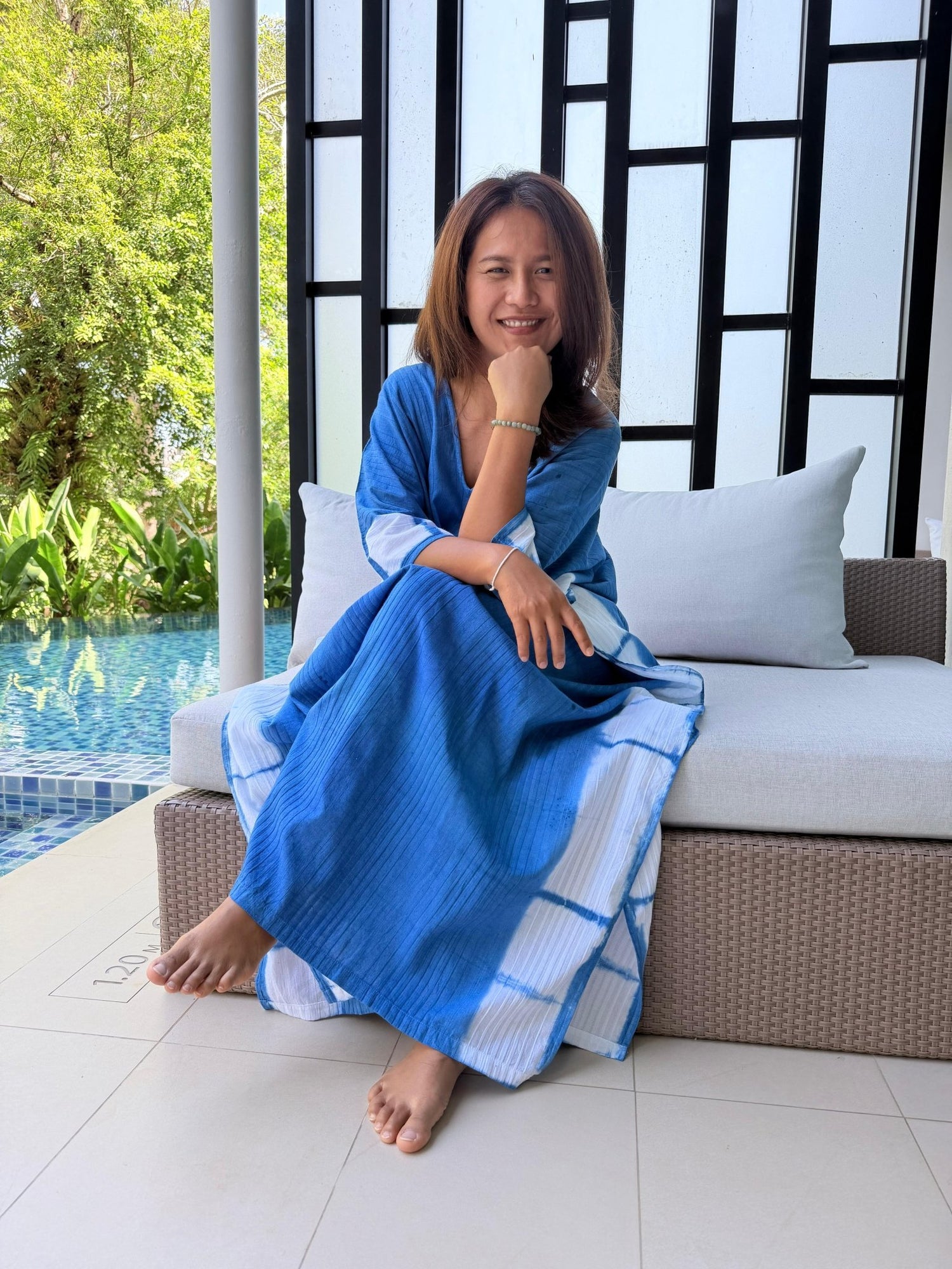 Indigo Kaftan in Hand Dyed Indigo Blue - Mala Handworks