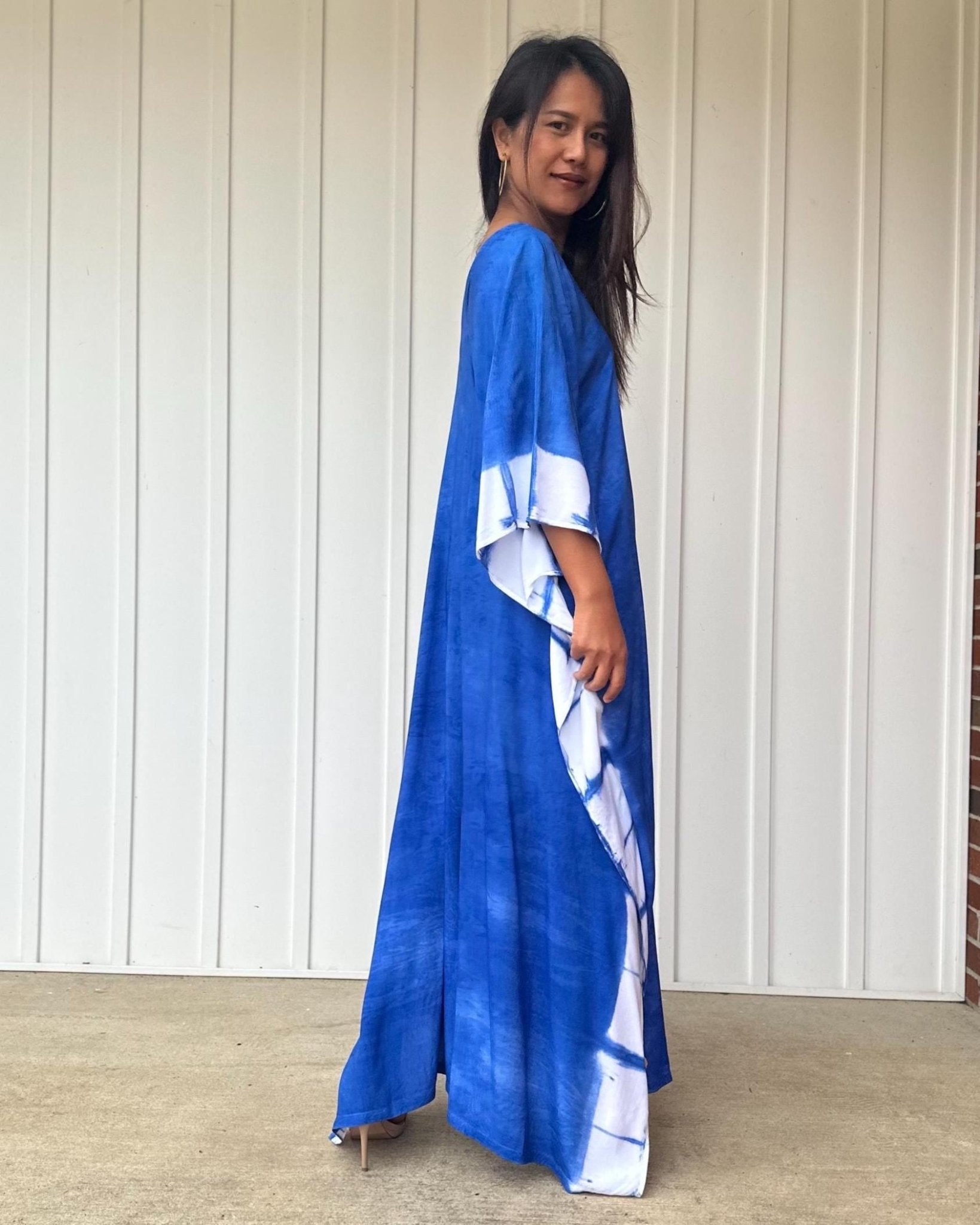 Indigo Kaftan in Hand Dyed Indigo Blue - Mala Handworks