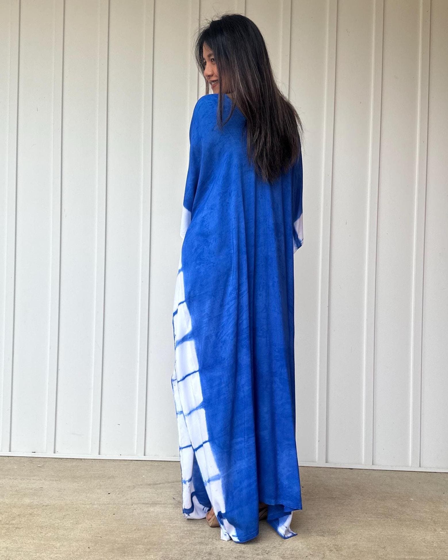 Indigo Kaftan in Hand Dyed Indigo Blue - Mala Handworks
