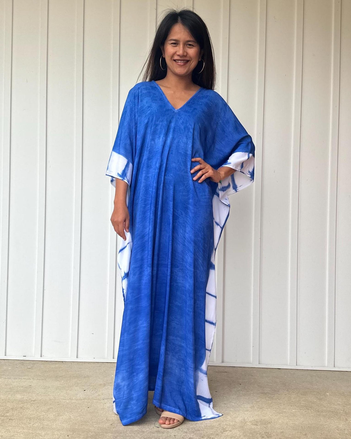 Indigo Kaftan in Hand Dyed Indigo Blue - Mala Handworks
