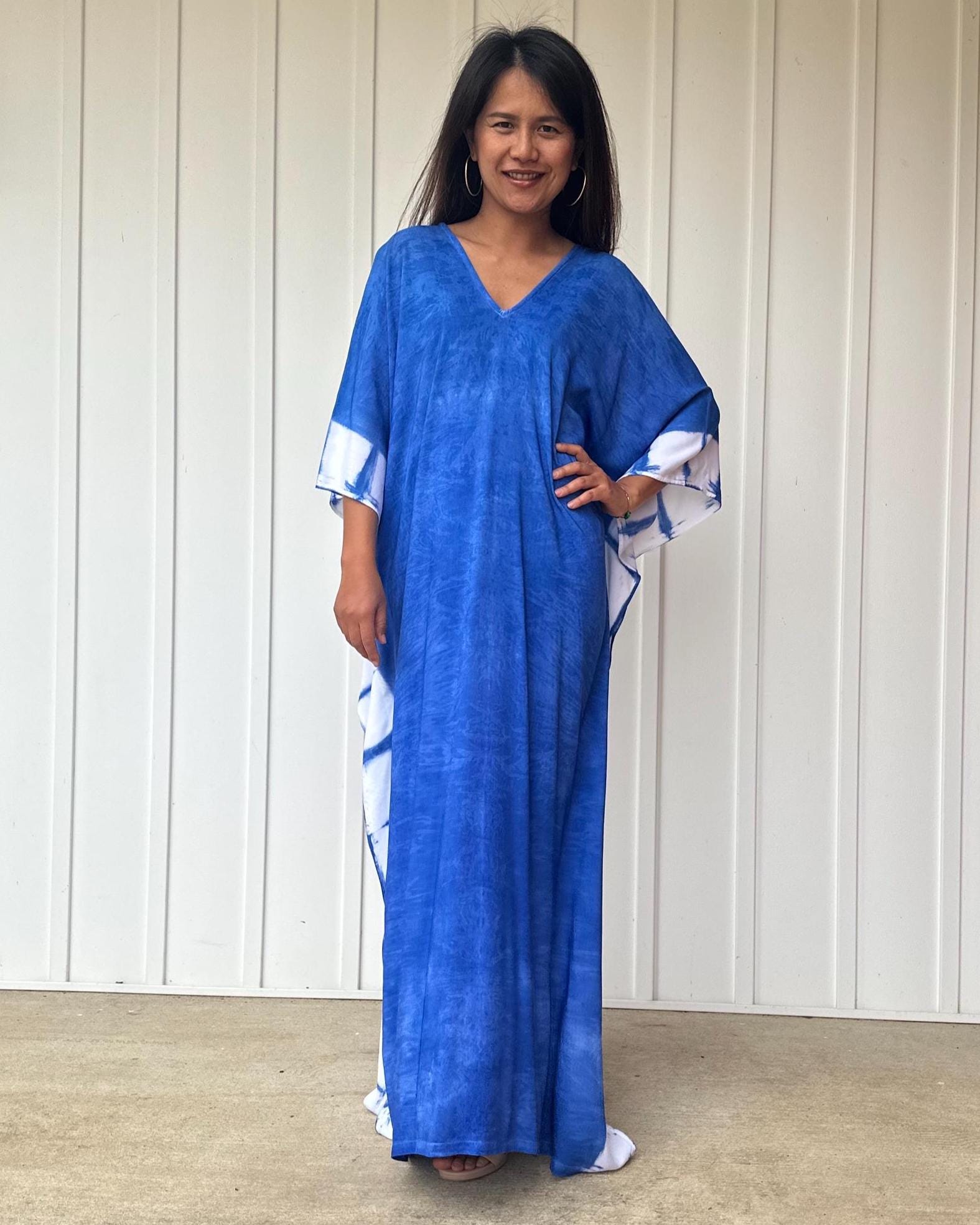 Indigo Kaftan in Hand Dyed Indigo Blue - Mala Handworks