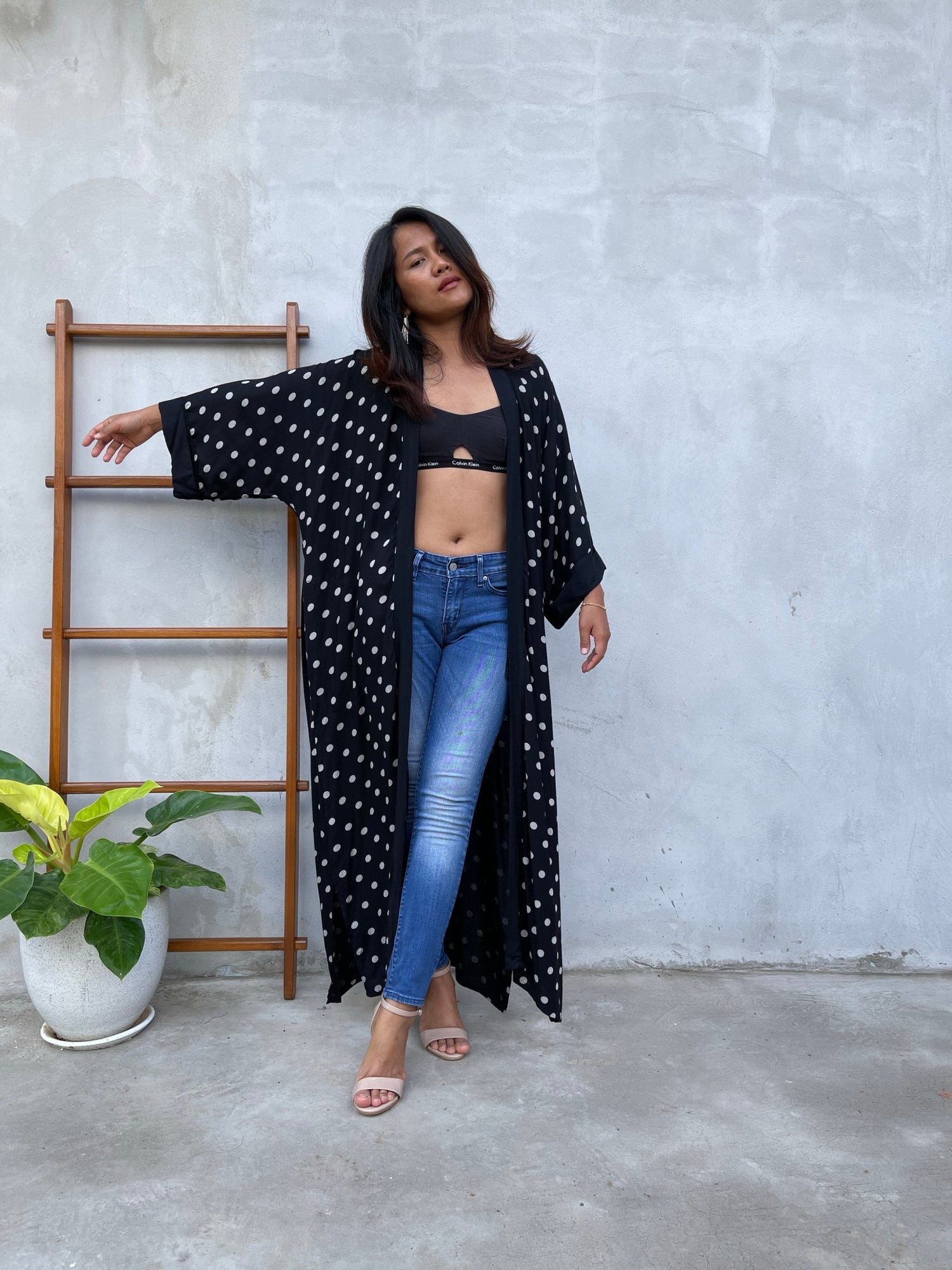 MALA handworks Kara Robe Black and Silkscreen Pattern