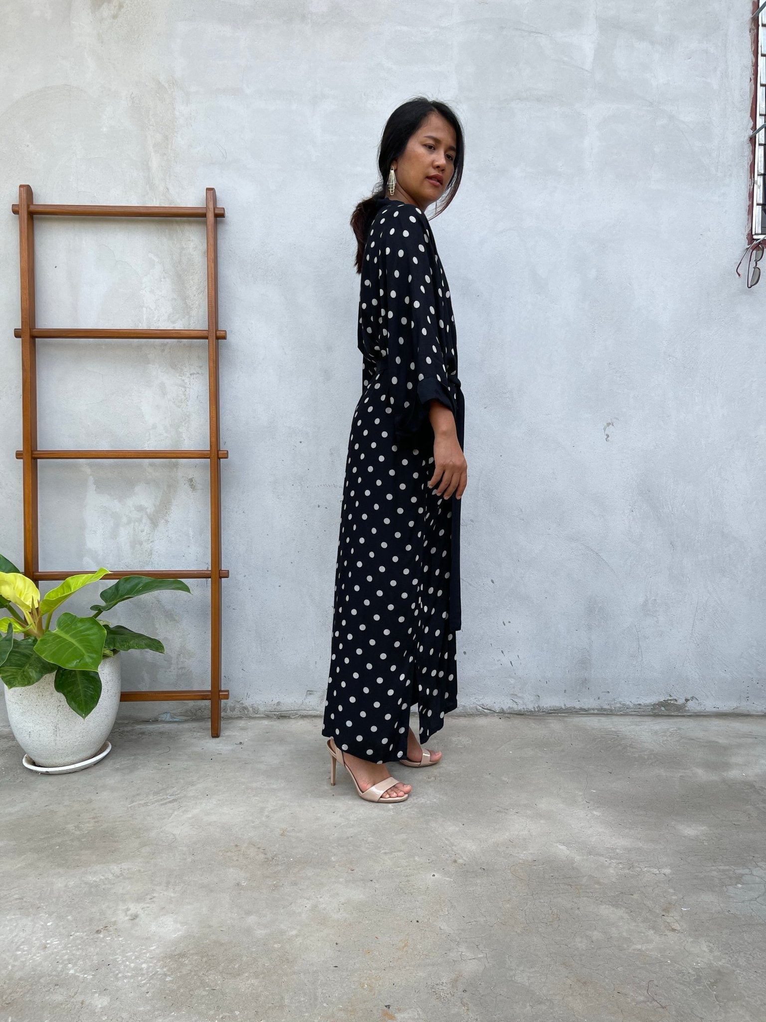 MALA handworks Kara Robe Black and Silkscreen Pattern