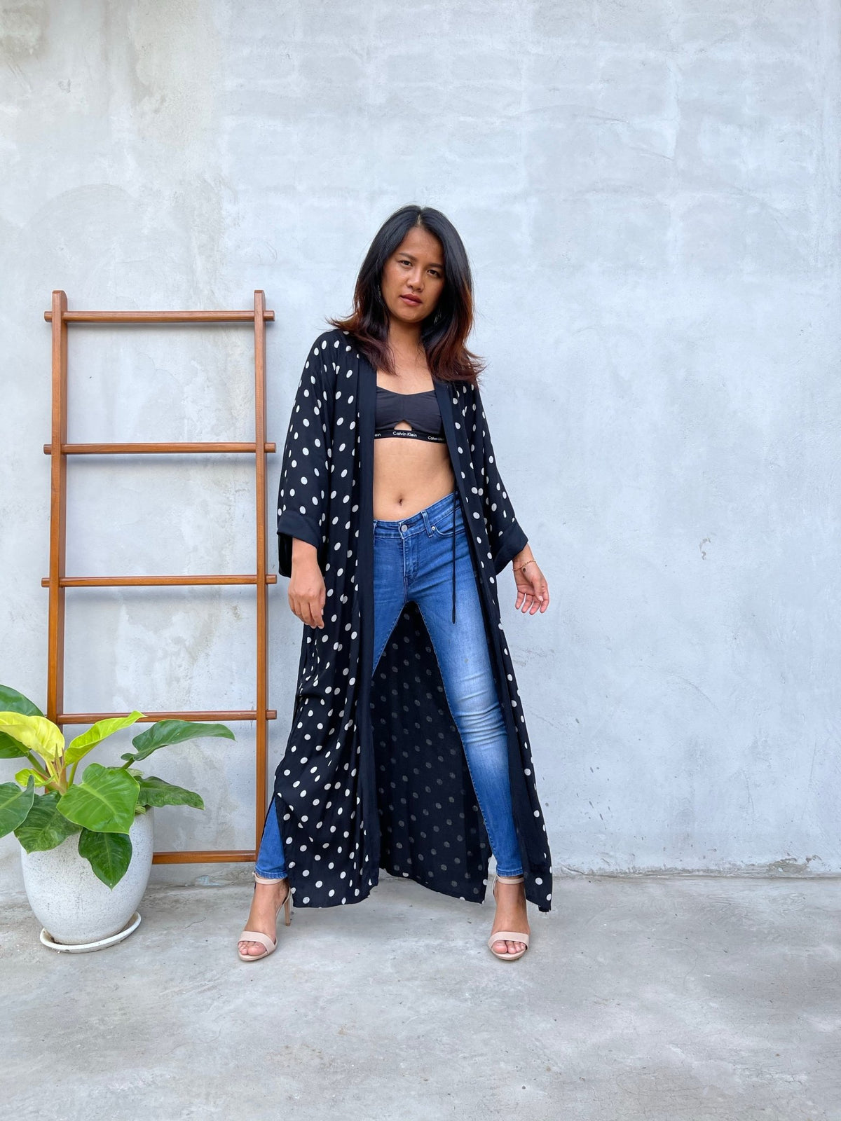 MALA handworks Kara Robe Black and Silkscreen Pattern