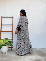 MALA handworks  Kara Robe in Black and Silkscreen Floral Print
