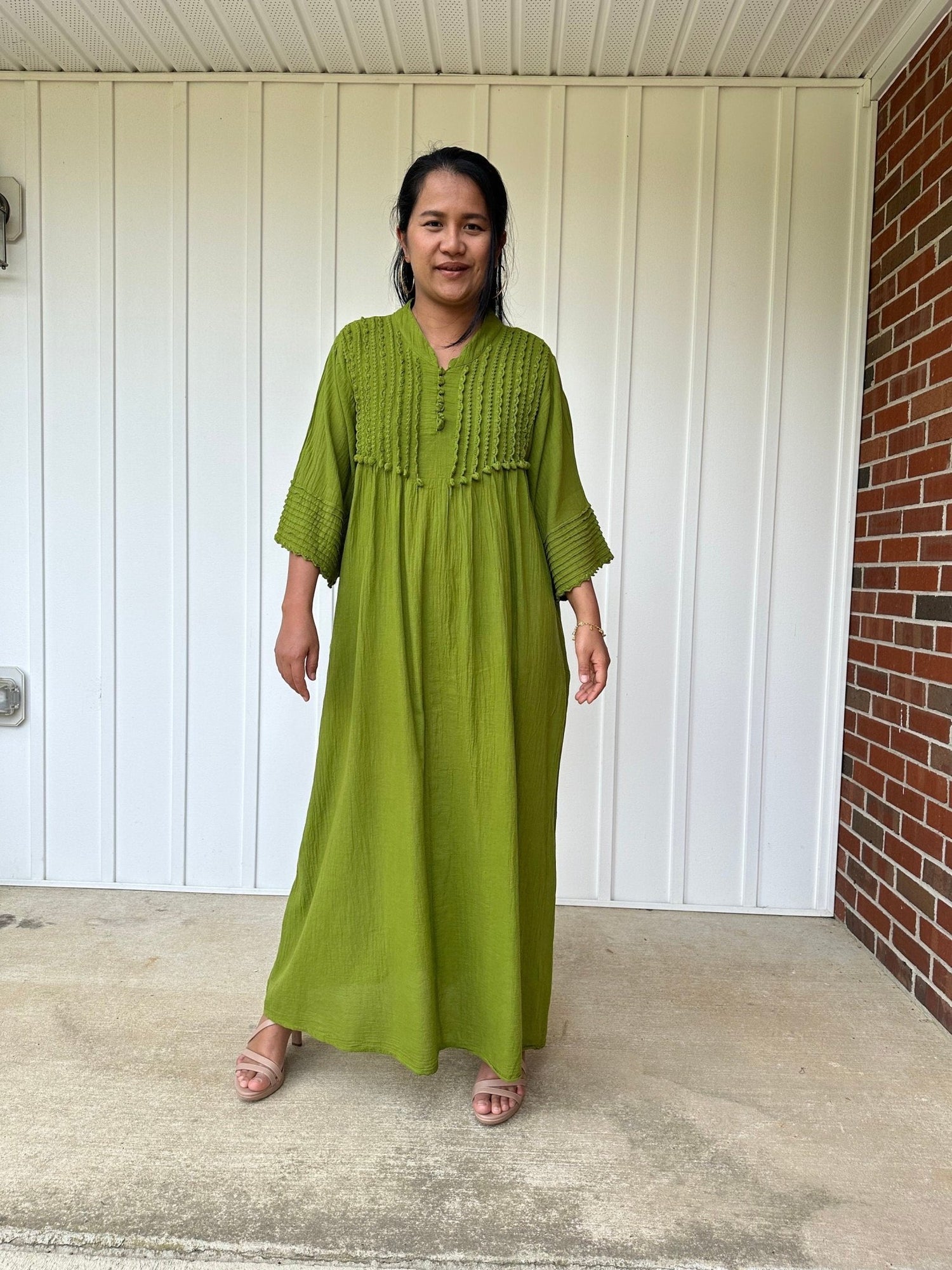 MALA handworks  Lily Dress in Green and Hand Crochet Pattern