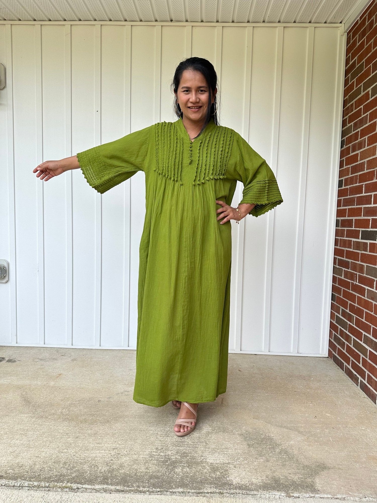 MALA handworks  Lily Dress in Green and Hand Crochet Pattern