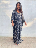 MALA handworks Luna Kaftan in Black and Lucky Fish Silkscreen