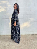 MALA handworks Luna Kaftan in Black and Lucky Fish Silkscreen