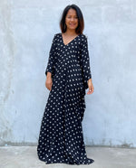 MALA handworks Luna Kaftan in Black and Polka Dot Silkscreen