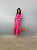 Mala Handworks  Luna Hand Screen Printed Kaftan in Fuchsia